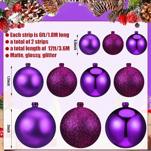 2 Pcs 6 ft Christmas Ball Ornament Garland, Purple