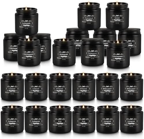 Scented Candle Set 24 Pack,Black, Candle for Home Scented, Odor Eliminating, Stress Relief, Long Lasting Soy Wax Gift Set