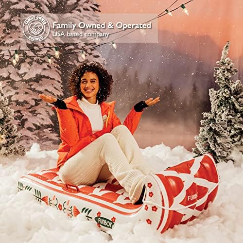 FUNBOY Winter Fun Inflatable Toboggan Snow Sled, Single, Cardigan