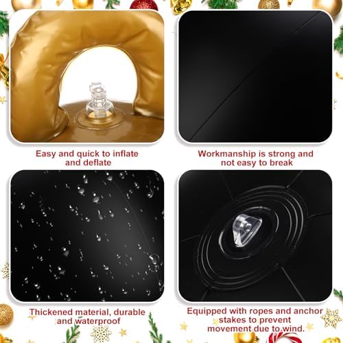 Jetec 4 Pcs Giant Inflatable Christmas Ball, Solid, Black