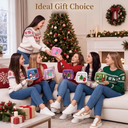 Abbylike 12 Pcs Christmas Preppy Patch Makeup Bags Bulk Polyester Holiday Makeup Bag Skincare Pouch Xmas Zipper Cosmetic Pouch Preppy Thing for Travel Christmas Women Gift (Classic, Colorful)