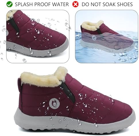 Winter Boots for Women Lightweight Comfortable Plush Waterproof Stylish Solid Color Ladies Ankle Shoes