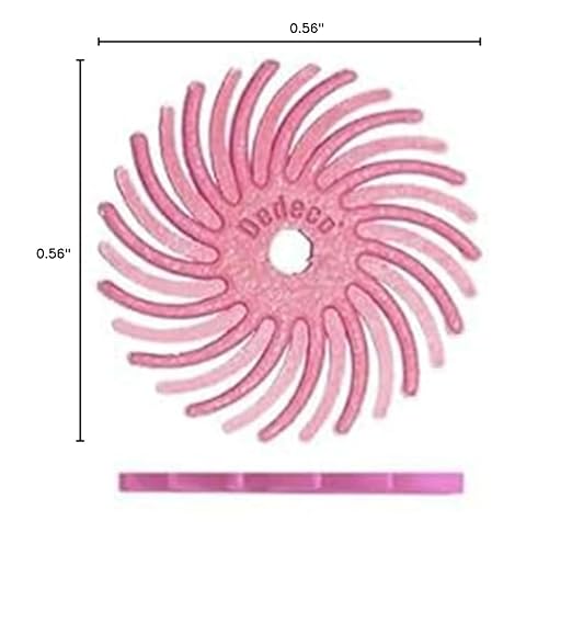 Dedeco Sunburst Radial Bristle Discs 48-Pack - 9/16" Curved - Pink 600 Grit (Fine, Pumice) - Aluminum Oxide for Polishing & Finishing