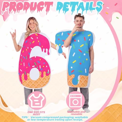2 Pcs Halloween Ice Cream Drip 6 7 Costume Outfit Accessories