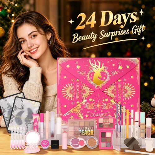 UCANBE Makeup Advent Calendar 2026, 24-Day Christmas Full-Size Makeup Gift Set for Women & Teen Girls, Luxury Cosmetic & Skincare Countdown Calendar, Xmas Holiday Beauty Surprise Make Up Gift Kit