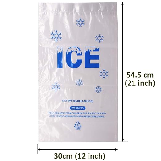 200 PACK 10 lb. Drawstring Ice Bags 12 x 21 Inch Heavy-Duty | Plastic Ice Bags with Draw String (2mil Thickness)