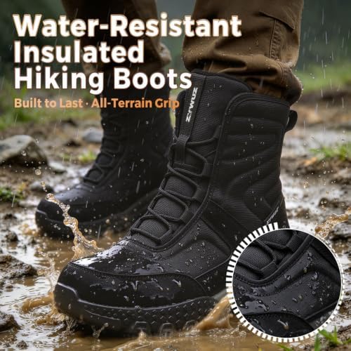 Winter Boots for Men, Fleece Lined Snow Hiking Boots, Wide Toe Box