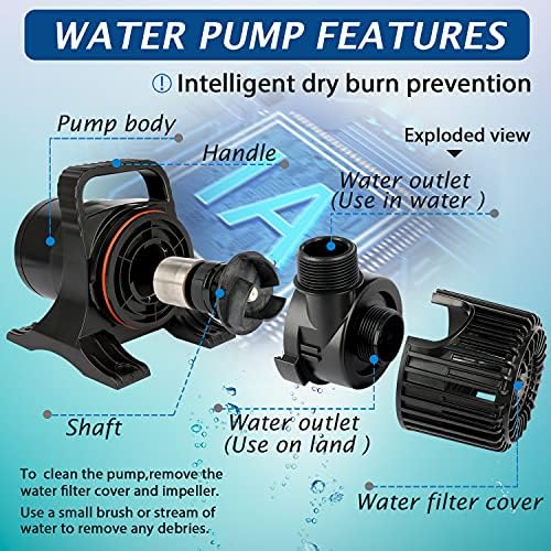 WaterRebirth (3200GPH-175W,UL listed) High Flow Large Fountain Submersible Water Pond Sump Pump Aquarium Electric Waterfall Pump Outdoor PS-3200 (Pack of 2)