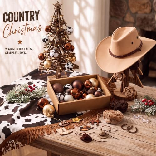Seenelling 80 Pcs Western Cowboy Christmas Tree Ornaments Set