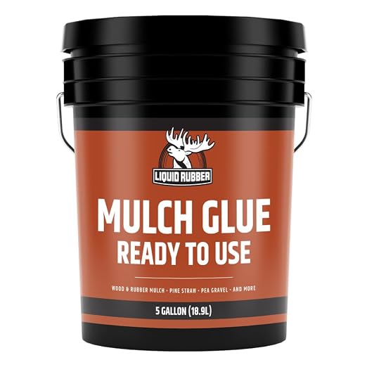 Liquid Rubber Pre-Mixed Mulch Glue for Landscaping, Gardens, Pack of 4 x 1G | Ready to Use - Bonds Pine Straw, Cypress, Pea Gravel, Stone, Bark Nuggets & Rubber Mulch - Locks in Place, Prevents Erosion