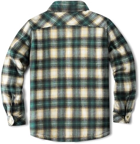 Men's Sherpa Cotton Flannel Shirt Jacket Plaid Button Coat Pocket