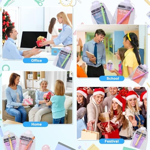 Mkway 48 Set Employee Appreciation Gifts Bulk Team - 48Pack Coffee Cup Notepad+48 Ballpoint Pens+ 48 Drawstring Gift Bags, Bulk Gifts for Coworkers/Staffs/Teachers/Christmas