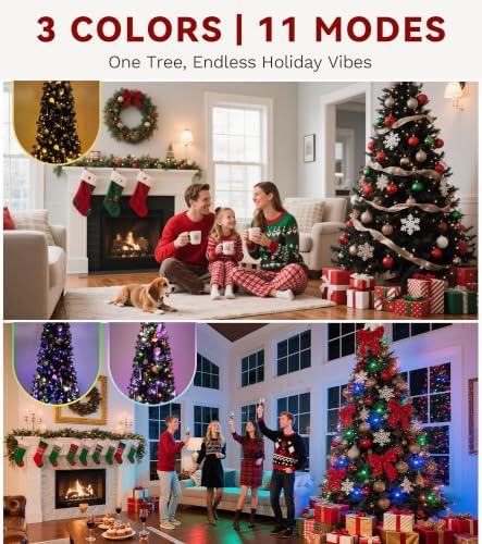 DWVO 7.5FT Pre-Lit Blck Pencil Christmas Tree with 350 Dual-Color LEDs