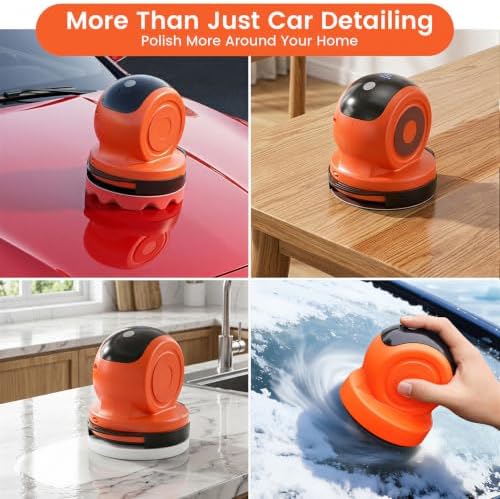 Cordless Car Buffer Polisher, 1800RPM 3-Speed Mini Car Polisher with 4000mAh Battery, USB-C Rechargeable Car Buffer with LCD Display, 6-Pad Car Detailing Kit for Waxing & Buffing