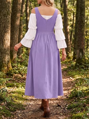 Wenrine Renaissance Costume Womens Lace Up Corset Halloween Medieval Dress