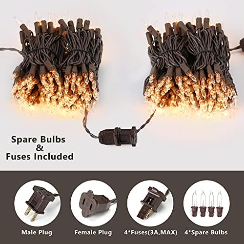 BrizLabs Christmas Lights, 300 Count Warm White Incandescent Light 69.6 ft