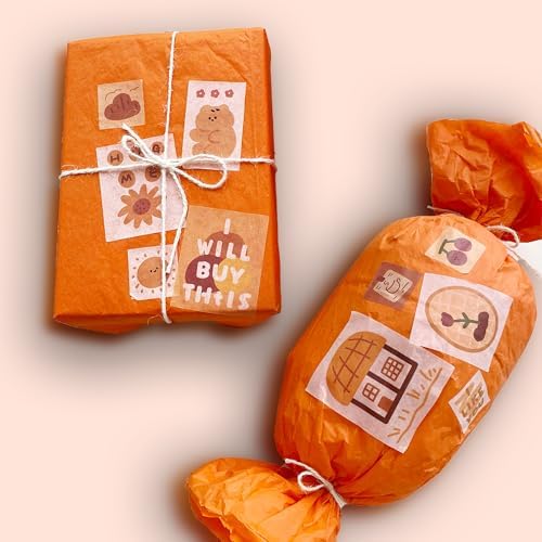 OHOME Orange Tissue Paper - 100 Sheets Fall Decorations for Home | Thanksgiving Decor for Gift Bags,Autumn Harvest Bulk Wrapping Paper for Friendsgiving Halloween Party Supplies