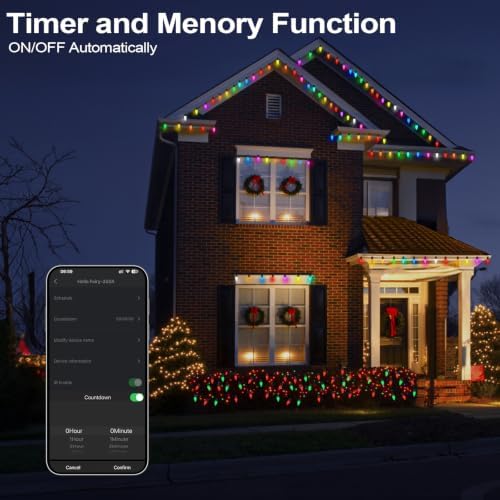 Gemce Smart C9 Christmas Outdoor Lights, 197FT 200 LEDs, APP Remote Controlled RGB String Lights, DIY Chasing Xmas Lights, Color Changing with Timer & Music Sync for Holiday Xmas Tree Decoration