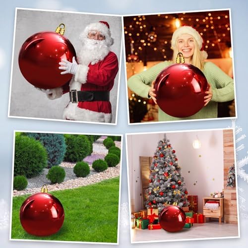 Threan 15.75 Inch Large Red Shiny Christmas Ball Ornaments