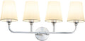 Bathroom Vanity Light, Brushed Nickel Bathroom Light Fixtures, 4-Light Lighting Fixtures Over Mirror, Modern Wall Sconce with Flared White Fabric Shade, E26 Socket(ETL Listed)