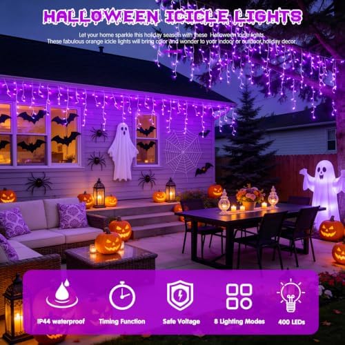 JMEXSUSS Purple Halloween Lights Outdoor, 800 LED