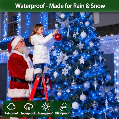 QUHUATU 1500 LED 470FT Christmas Lights,12 Modes LED String Lights, Blue