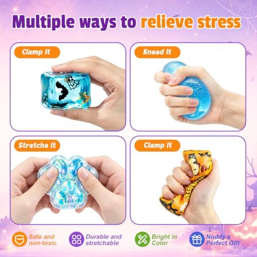16Pcs Halloween Squishy Box Set, Stress Relief Squishies Fidget Toys Kit