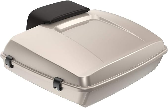 Advanblack Harley Tour Trunk Pack Silver Fortune Razor Tour Trunk Pack Black Latches with Backrest Pad Fits for Harley Touring Models Road King, Road Glide, Street Glide, Electra Glide, 2014-2024