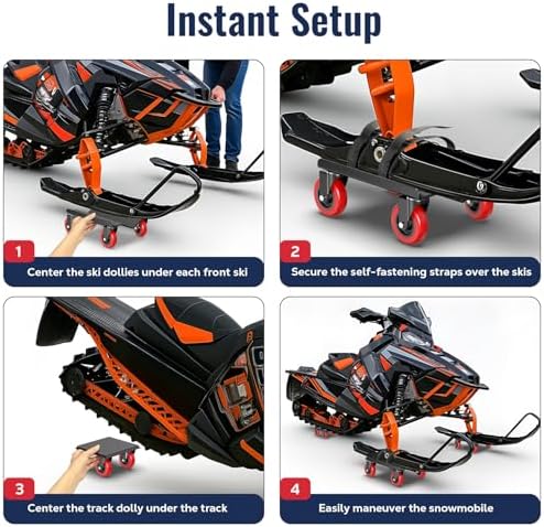 Snowmobile Dolly Heavy Duty with 3 Inch Caster Wheels V-Slide Steel Dollies