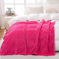 Puncuntex Hot Pink Throw Blanket 90"×90"inches Fuzzy 3D Jacquard Decorative