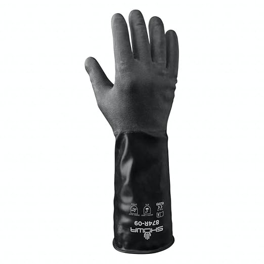 SHOWA 874 Butyl Chemical Resistant Safety Glove with Rough Grip, Unlined, 14 mil Thick, 14" Length, Small (1 Pair)