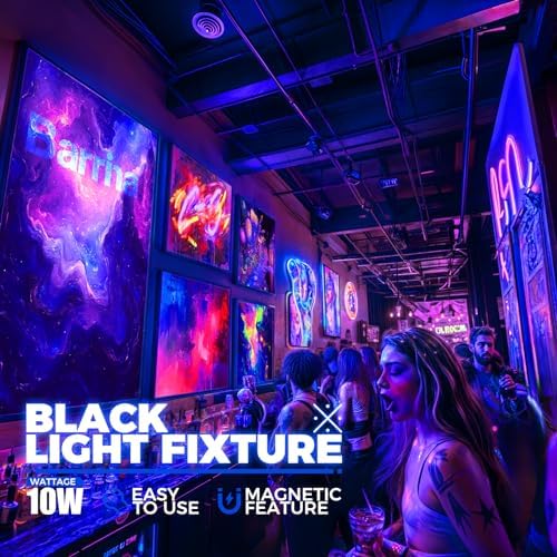 Barrina Black Light Bar, 10W 1FT Magnetic LED Black Lights for Glow Party