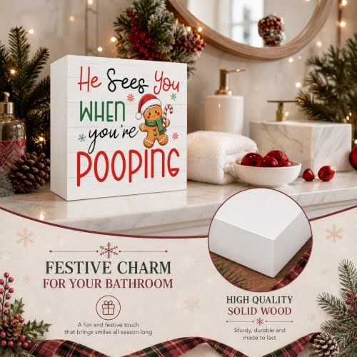 Christmas Bathroom Decor Funny Gingerbread Christmas Decor Wooden Box Sign