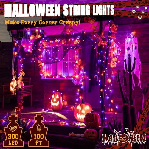 Ollny 300 LED Halloween Lights, 100FT Outdoor Halloween String Lights