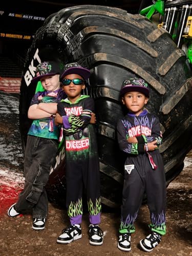 Monster Jam French Terry Racing Zip Up Coverall Infant to Big Kid Grave Digger El Toro Loco Megalodon