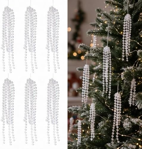DIYDEC 18PCS Christmas Tree String Ornaments 6in Glitter Hanging Decor