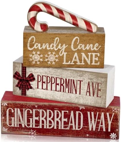 Moucuny 4 Pcs Christmas Table Decor Wooden Candy Cane Decoration Farmhouse