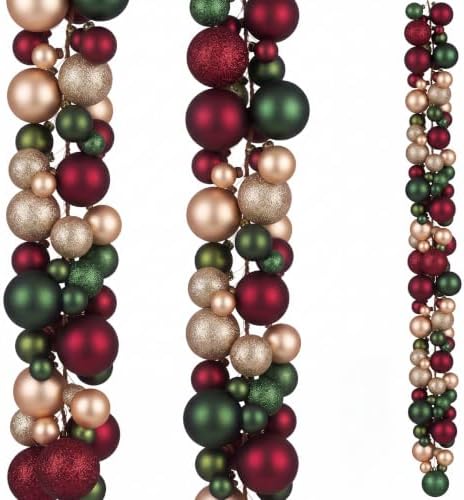 2 Pcs 6 ft Christmas Ball Ornament Garland, Retro