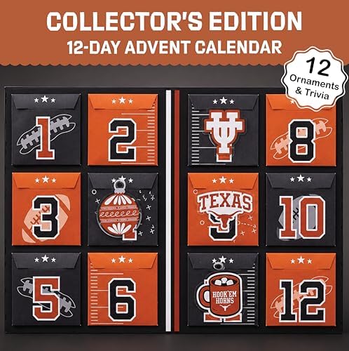 Texas Longhorns 12-Day Christmas Ornament Advent Calendar UT Football Gift