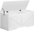 HOOBRO Storage Bench, 39.4” Retro Wooden Storage Chest with U-Shaped Cut-Out Pull, Safety Hinge, Supports 220 lb and Easy Assembly for Toy Box Organizer (White) WT771CW01G1