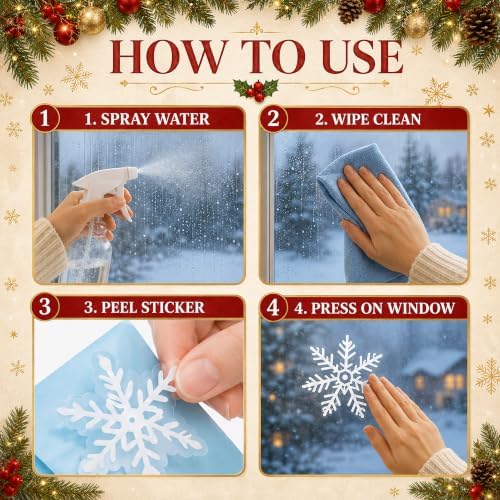 Christmas Decorations - 9 Sheets Christmas Snowflakes Window Clings