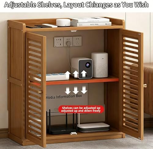 Wifi Router Storage Cabinet with Adjustable Shelves, 2-Tier Storage