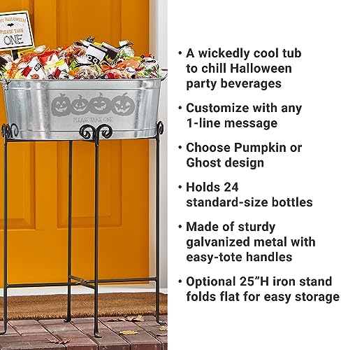 Let's Make Memories Personalized Beverage Tub - Halloween Party Décor - Trick or Treat Candy Bowl - Pumpkin