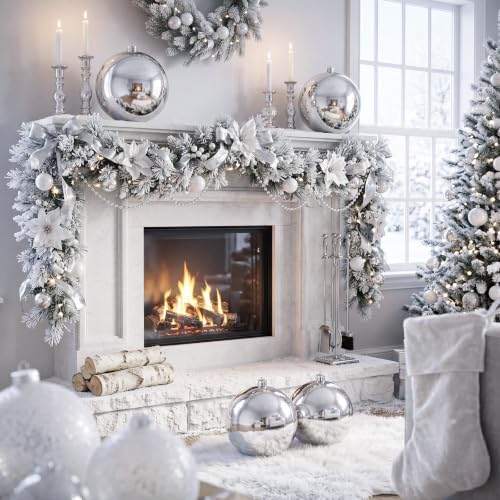 Threan 6 Inch Large Silver Shiny Christmas Ball Ornaments