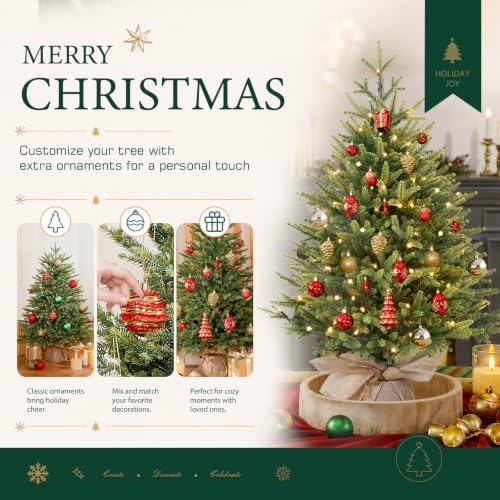 Alupssuc 3ft Prelit Artificial Mini Christmas Tree for Tabletop Desk Decor