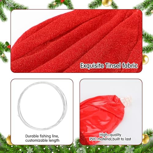 Jetec 6 Pcs 10 Inch Christmas Ball Ornaments, Red Silver Cap Inflatable