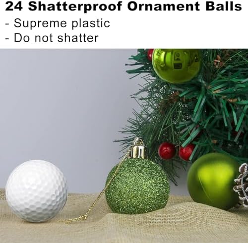 Lime Green 1.6" Small Christmas Balls Christmas Tree Decoration Ornaments Shatterproof Hanging Balls for Birthday St. Patrick's Day Easter Mardi Gras Holiday Wedding Decorations Set of 24pcs