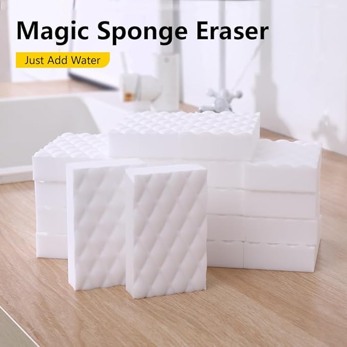 Magic Sponge Erasers,100 Pack 2X Density Melamine Sponge Foam Pads,Household Cleaning Supplies Cleaner for Kitchen, Bathroom, Bathtub, Sink, Wall Cleaner