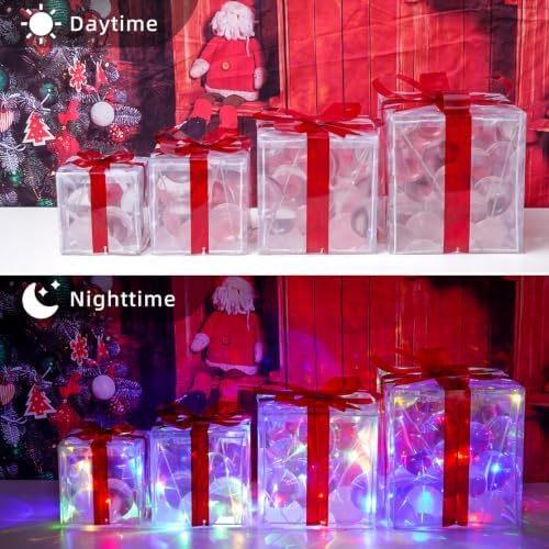 Set of 4 Christmas Lighted Boxes, Multicolor Holiday Indoor Decor