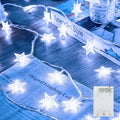 Minetom Star String Lights Battery Operated - 17 ft 50 LED Star Fairy String Lights with Timer, Waterproof for Indoor Bedroom Tent Loft Bed Patio Party Wedding Decor, White